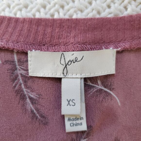 JOIE | 'Rain' 100% Silk Feather Print Sleeveless Top - size XS in Mauve - Picture 8 of 13